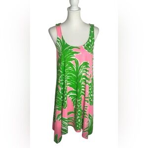 Lilly Pulitzer EUC Monterey Flamenco Tank Dress Racerback Sz M pink green Beach